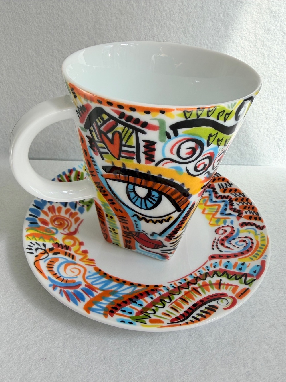 Nespresso Justin Teodoro Home with Heart coffee mug saucer set Ali Forney nWOT
